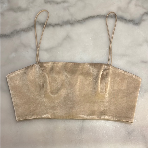 Free People Tops - Free People Gold Satin Crop Camisole